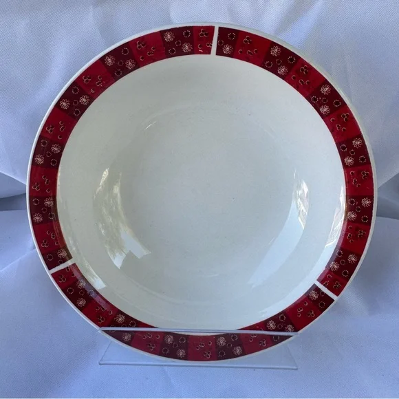 Royal Norfolk Elegant Red Cereal Soup Bowl Set of 3 in a Retro Paisley Pattern - Picture 2 of 6